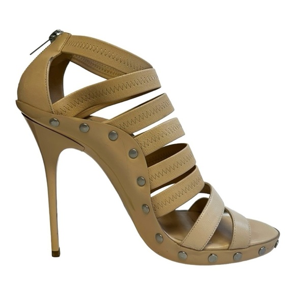 Jimmy Choo Aston Elastic Sandal Leather Nude Heels Shoes 39.5 9.5 - Picture 10 of 16